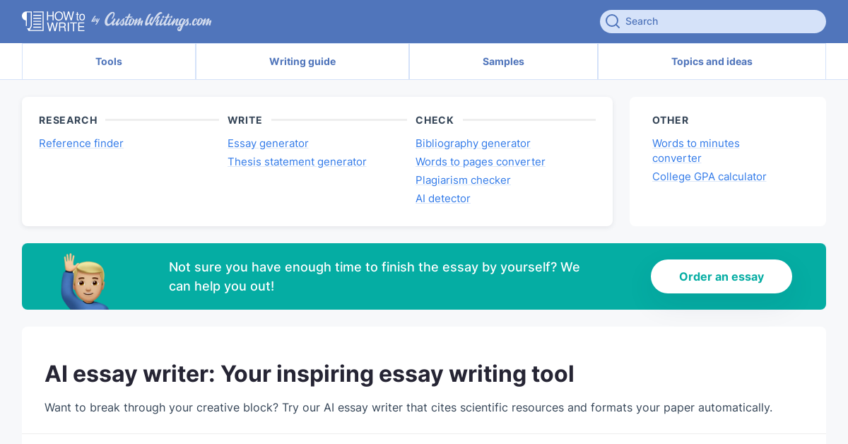 AI essay writer - AI Essay Writer tool